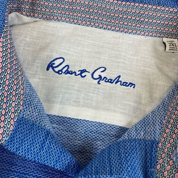 Robert Graham Brixton Blue Classic Fit Button up shirt size 2XL - Picture 3 of 8